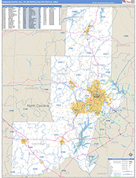 Durham-Chapel Hill Metro Area Wall Map Basic Style 2026